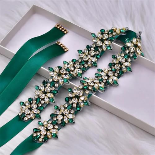 Women's Handmade Rhinestone Bridal Belt Blue Ribbon Wedding Belt Formal Dress Accessories2
