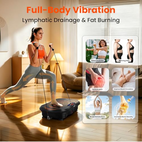 Image of AXV Vibration Plate Fitness Platform Exercise Machine Vibrating Shaking Full Body Shaker Workout Vibrate Stand Shake Board Sport for Weight Loss Fat Burner for Gym Home Office
