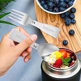 Mabor 4 szt. składany zestaw łyżki i widelca ze stali nierdzewnej, przenośne sztućce podróżne do pudełka na lunch, kemping, piknik i aktywności na świeżym powietrzu