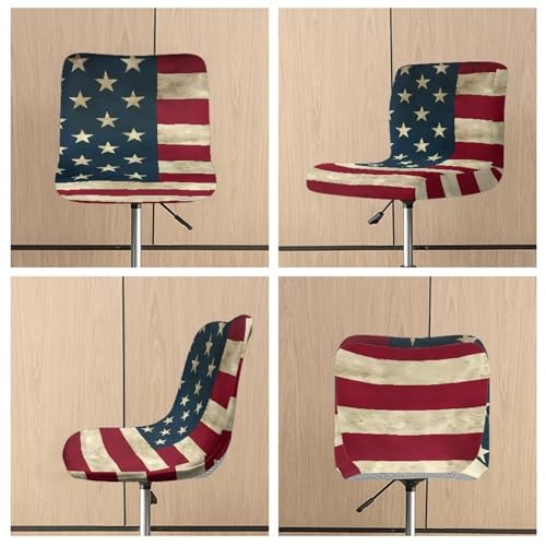 Image of American Flag Bar Stools Set of 4 Barstools Swivel Stool Height Adjustable Bar Chairs with Back Swivel Bar Stool Kitchen Counter Stools Dining Chairs Decor