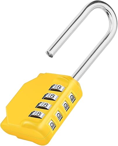 Miniatura 8 de ZHEGE Candado de 2 unidades, candado de combinación de grillete de 2.6 pulgadas de largo para casillero de gimnasio, 4 dígitos para exteriores, 2P,