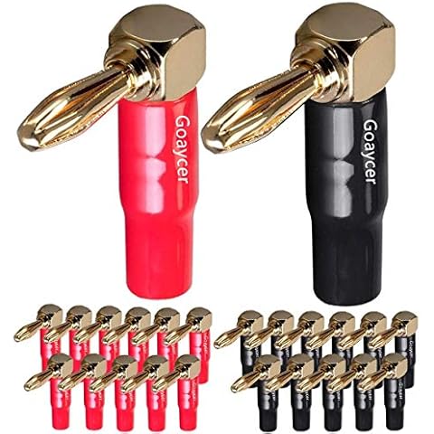 Goaycer Banana Plugs Right Angle 12 Pairs - 24k Gold Plated 90 Degree Speaker Connector (24Pcs) Cover
