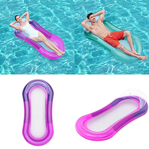 Cozywind Colchoneta Hinchable Piscina Flotador Inflable, Tumbona Hinchable de Playa,Sofá Hinchable Plegable con Almohada，160×84CM (Violeta)