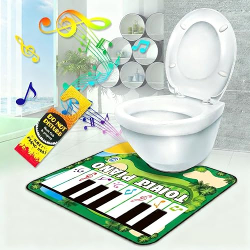 Bathroom Piano Mat - Toilet Piano Keyboard Mat with Anti - Slip Waterproof & Auto Power - Off - 23.6x18.9 in Funny Fart Piano Electronic Organ for Toilet Fun (Green)
