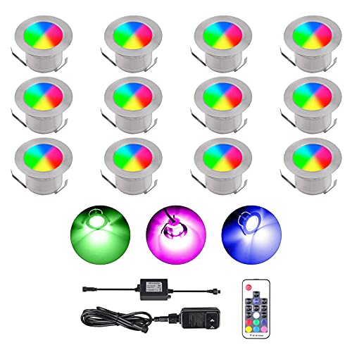 YZGWZLD LED Deck Lights Kit ,IP67 Waterproof Φ1.78 Dimmable Stairs Light 12 Pack Low Voltage Recessed Decoration Light Outdoor Yard Garden Patio Lighting Landscape Lights