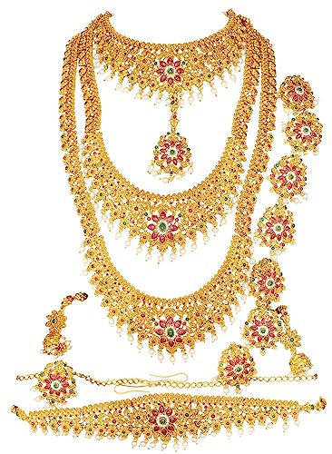 Gold Plated Bridal Jewellery Set, Wedding Collection Necklace Ear...