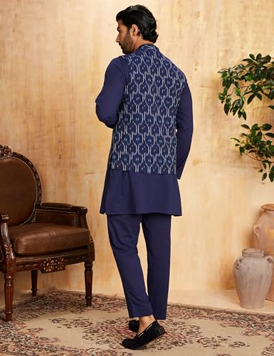 Image of Amazon Brand - Symbol mens Cotton Nehru Jacket Kurta Pant Set (3pcs)