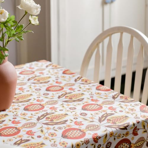 Image of THE YARD HOUSE Wipeable & Anti-Slip Cotton Table Cover for Family Dining, Party. Protects Against Spills, Scratches, Damages (Cappadocia Clay, 60 x 90 inch (Rectangle))