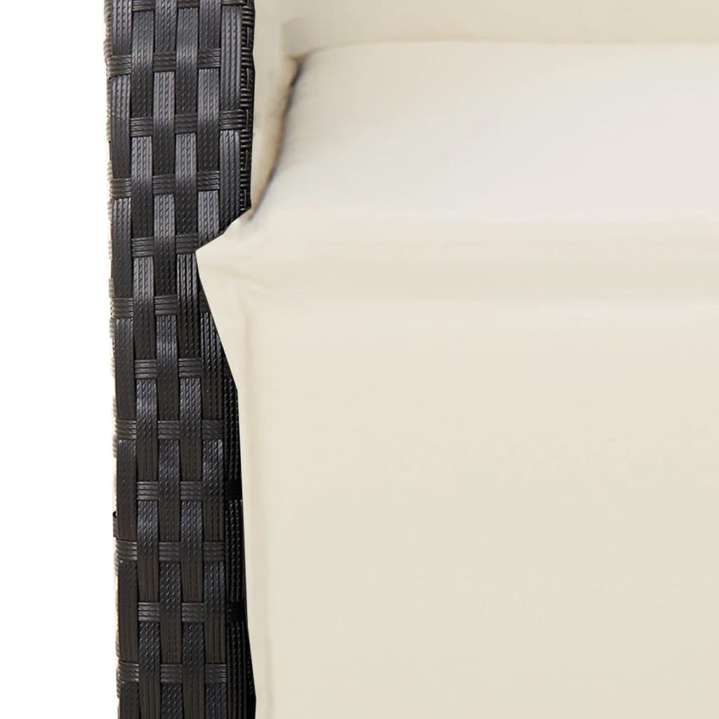Poltrona reclinabile da giardino con poggiapiedi rattan PE nero Sedie esterne resistenti alle intemperie, mobili da giardino, poltrone da giardino L365H184