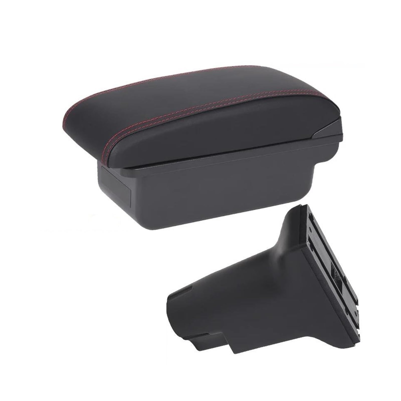 RESPUNEKBAH For Fiat 500 For Fiat For CRONOS Car Armrest Auto Storage Box Heighten Interior Details Accessories Armrest Box(B1 Black red 3USB)