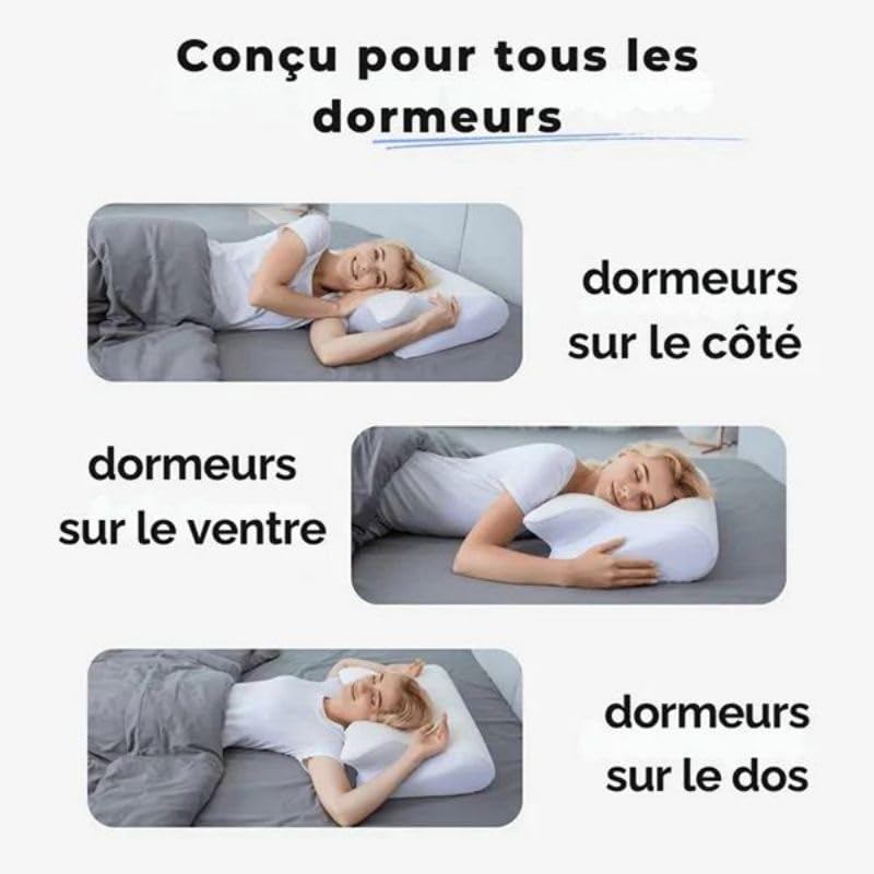 Miro France - Oreiller Ergonomique Cervicales Miro(Gris,1x Oreiller)