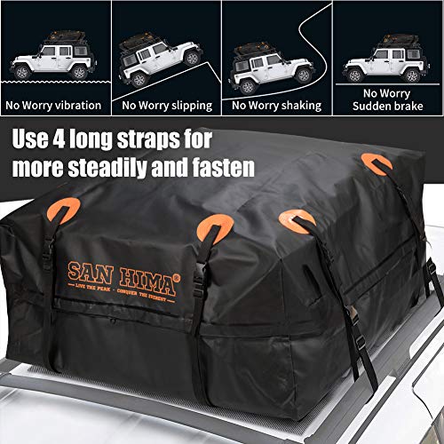 Rooftop Cargo Bag - (14.7 Cubic Feet) Heavy Duty Roof Bag - 100% Waterproof Excellent Quality Car Top Carrier Bag Fits All Cars with Rack - Roof Top Car Bag, 1 Year Warranty - Thumbnail 2
