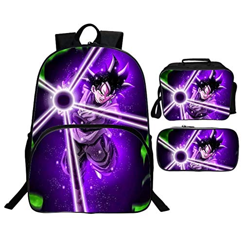 WCDP Dragon Ball Kids Mochila con Caja de Almuerzo Bolsas de lápices Set Bolso de Hombro