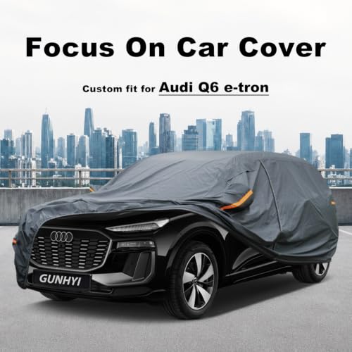 Image of GUNHYI Premium Car Cover Custom Fit Audi Q6 e-tron, 16 Layers Heavy Duty Car Cover Waterproof All Weather with Zipper Door for Sun Rain Snow Dust Uv Protection