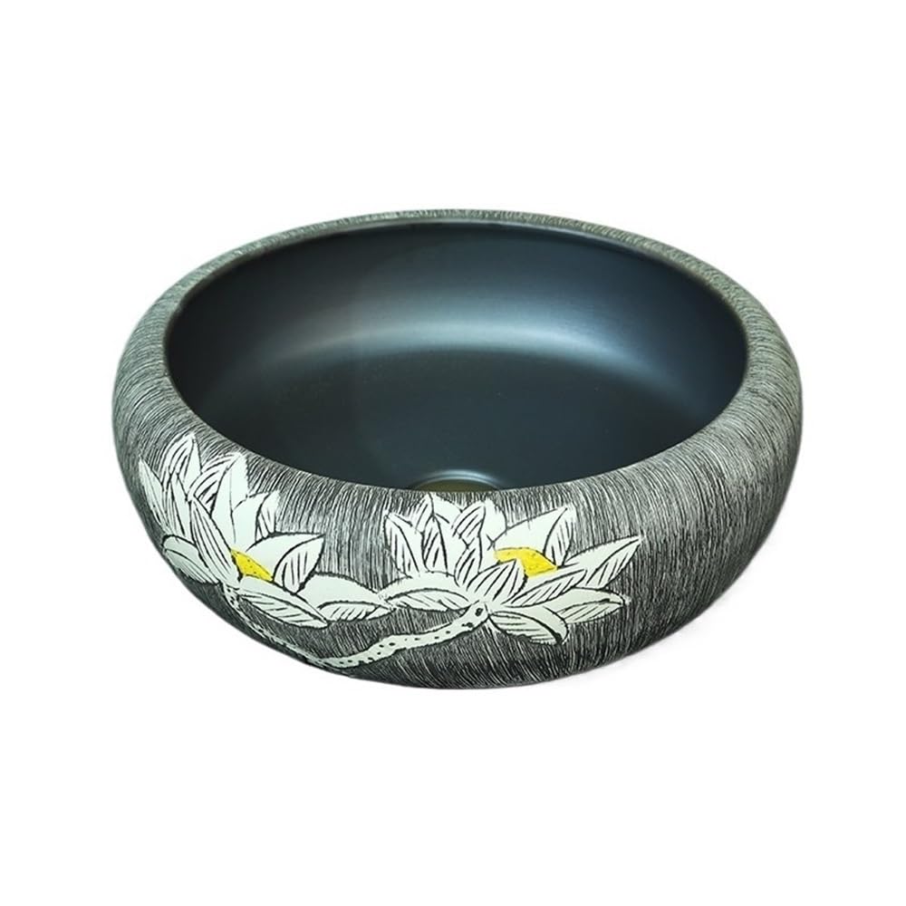Hhmmei2024-23 Basin Sink Retro Art Above Counter Basin Light Luxury Jingdezhen Ceramic Creative Bathroom Sink Vessel Bowl