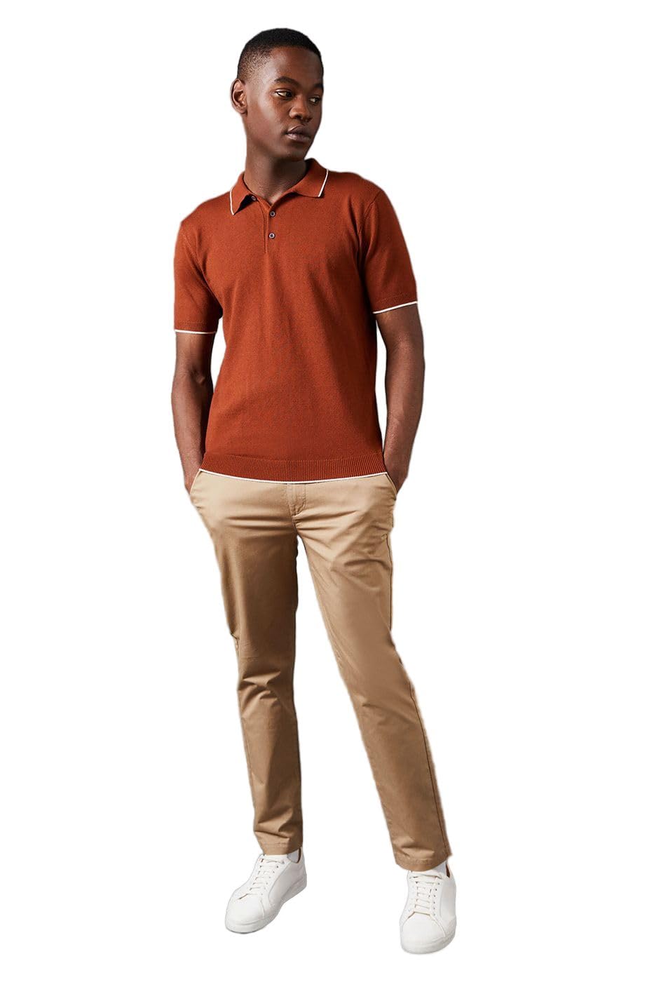 Burton Men's Slim Fit Chino Trousers in Stone | Size: 36S