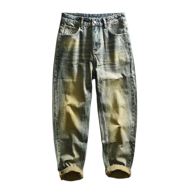 Men's Vintage Denim Casual Pants Japanese Vintage Long Pants