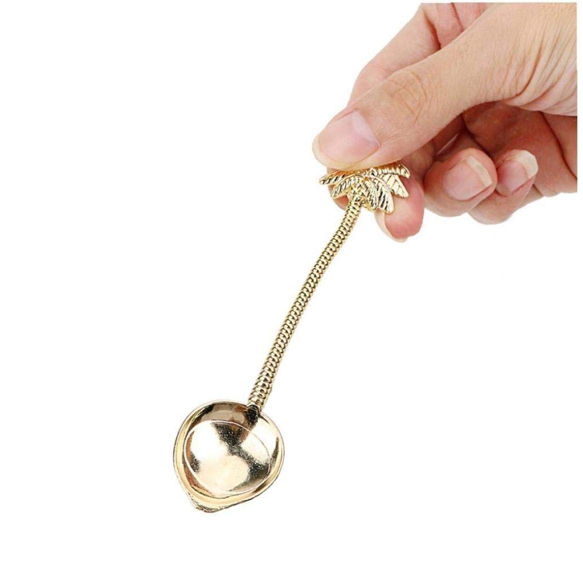 Coconut Tree Shape Spoon Zinc Alloy Vintage Royal Style Ice Cream Dessert Spoons Tableware