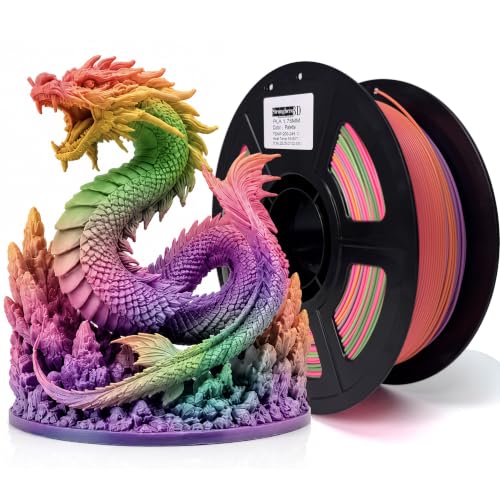 Image of PLA 3D Printer Filament 1.75mm,Matte Rainbow pla Filament,Multi Color,Net Weight 1kg(2.2lbs)