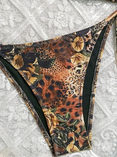 Women's Floral Printed Bathing Suit Halter High Waist Summer Swimsuit Bikinis Set4