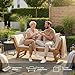 KHG Gartenbank Akazie geölt, Daybed, Sonnenliege, Lounge-Set Gestell Braun klappbar, abnehmbare Auflagen aus Polyester Hellgrau, wetterfest, 260 kg belastbar