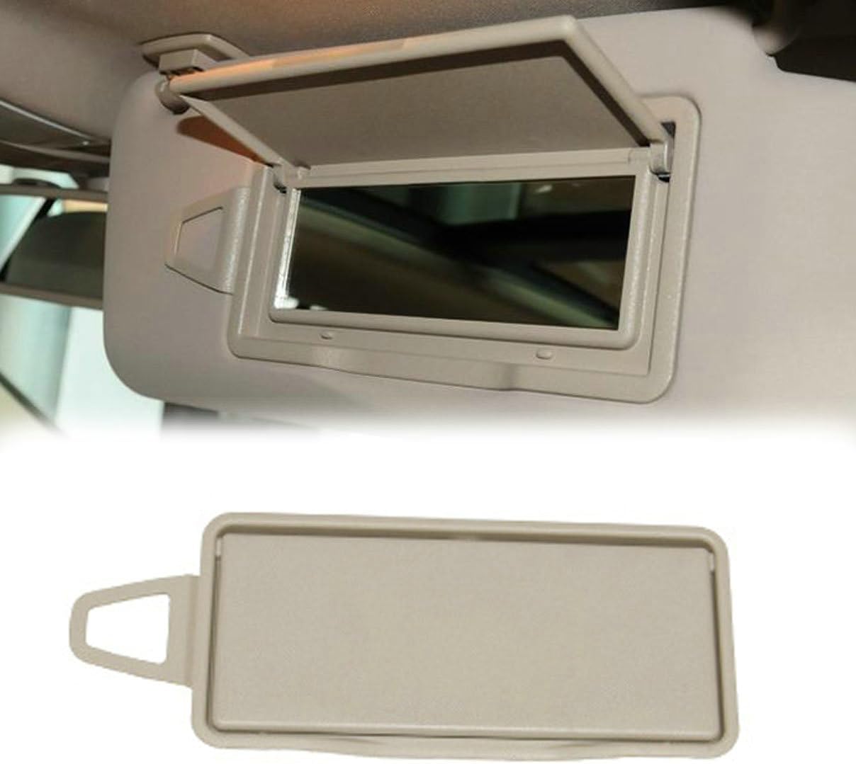 Front Sides Sun Visor Makeup Cosmetic Mirror Cover for Mercedes Benz E Class W212 W218 Sunvisor Replacement (Beige, Left (Driver) Side)