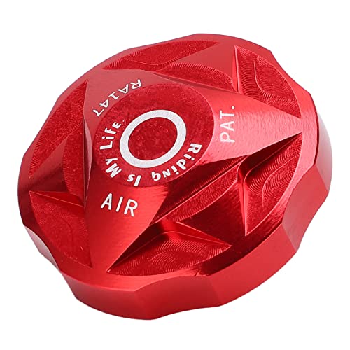 Keenso Fahrrad Federgabel Ventildeckel, Vorderradgabel Abdeckung Fahrrad Federgabel Ventilkappe mit Unterlegscheibe Aluminiumlegierung für Mountainbike (Rot)