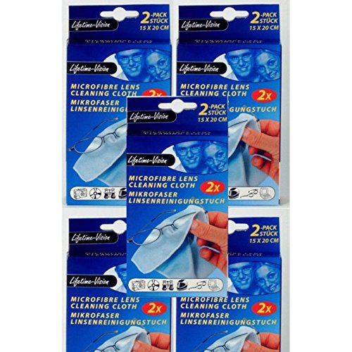Preisvergleich Produktbild Lifetime Vision 10 Brillenputztücher Brillentuch Brillenputztuch Microfaser Reinigung Mikrofaser