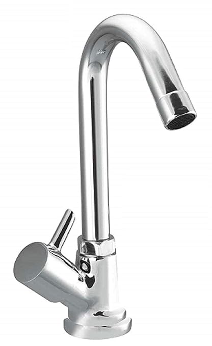 Jagger JBA206 Brass Deck Mounted Washbasin Tap for Bathroom Wash Basin, Chrome Finished Table Top Washbasin Taps with Foam Flow 15mm (Silver) with Teflon Tape and Wall Flange (Turbo)