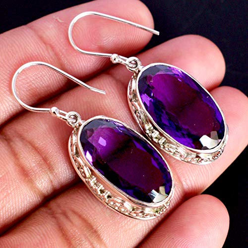 Boucles d'oreilles argent 925 améthyste : bijoux faits main d'exception