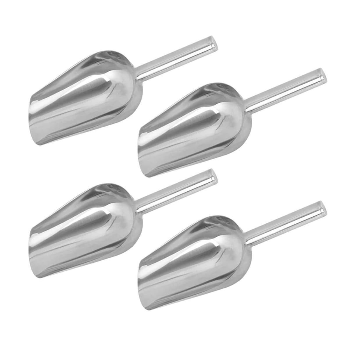4 Pcs Stainless Steel Ice Scoops, Sweet Candy Food Scoops, Small Food Serving Scoop for Kitchen, Bar, Birthday Party, Wedding and Buffet, Silver,19 cm / 7.5 inches