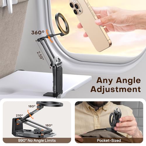 OMOTON TP02 360° Rotating for MagSafe Tripod, Aluminum Magnetic Phone Tripod for iPhone 17/16/15 Pro Max Air Women Men, Foldable Cell Phone Stand Fits Vlog, Gym, Travel Essentials Accessories Gift - Image 6
