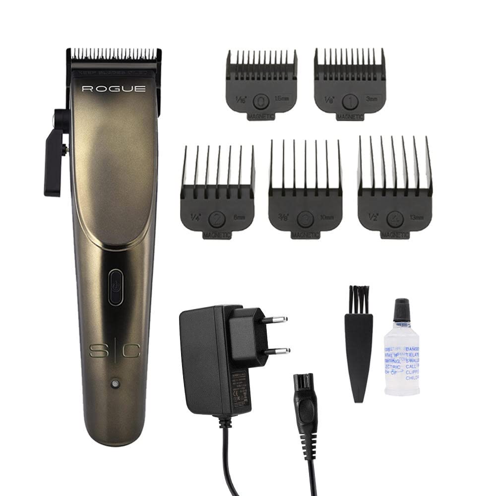 Professional Hair Clippers for Men Stylecraft by Gamma Più, Trimmer for Beard and Hair, Magnetic Motor, Adjustable Blade Zero Gap, 120 Minutes Cordless Running Time, 5 Combs, Cleaning Kit
