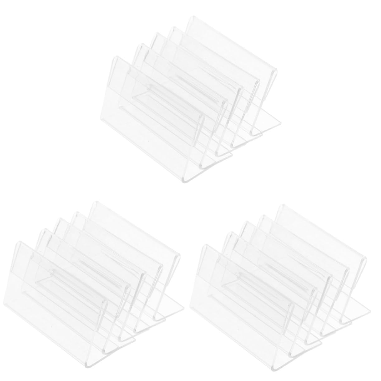 NUOBESTY 3 Set Segnaletica Trasparente Titolari Etichette Per Contenitori Di Stoccaggio Alzate Poster Montante Stand Porta Carte Visualizzazione Espositore Etichetta Acrilico 20 Pezzi * 3