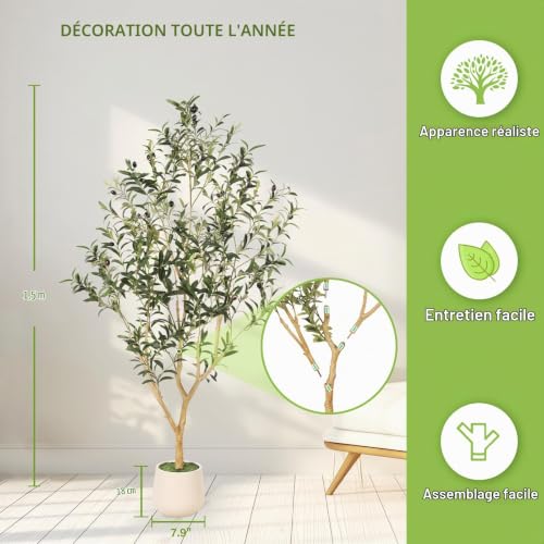 FEELEAD Olivier Artificiel 150cm,réaliste d'intérieur avec Pot décoratif – vue 3