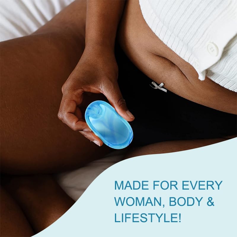 Miniatura 3 de Mascoto Blue Generation - Disco menstrual con bucle, copa de ajuste plano, silicona de grado médico, reutilizable, pétalo fino y ultra cómodo tampón