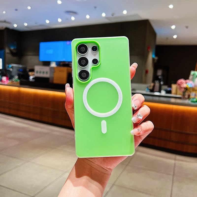 Image of LuxuryKase Magnetic Silicone Candy Case for Samsung Galaxy S24 Ultra | MagSafe Compatible | Slim Protective Case | Lightweight & Flexible | Wireless Charging | Soft Matte Finish - Green