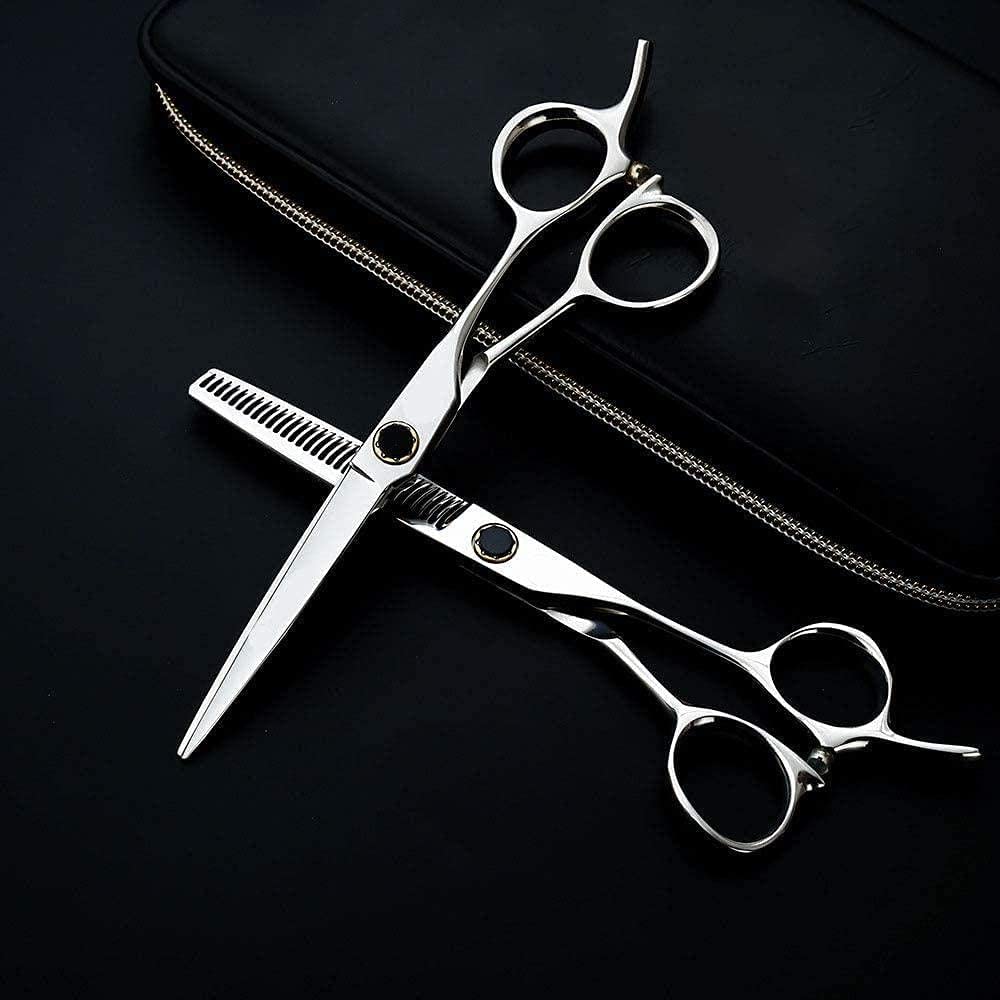 Barber Scissors Stainless Steel Barber Scissors 6.0 Inch Thinning Haircut Bearing Hair Scissors 440C Professional Hairdressing Scissors Silver 6 inch-6_inch_Silver