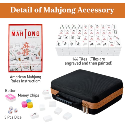 American Mahjong Set con 166 fichas y estuche portátil miniatura 5