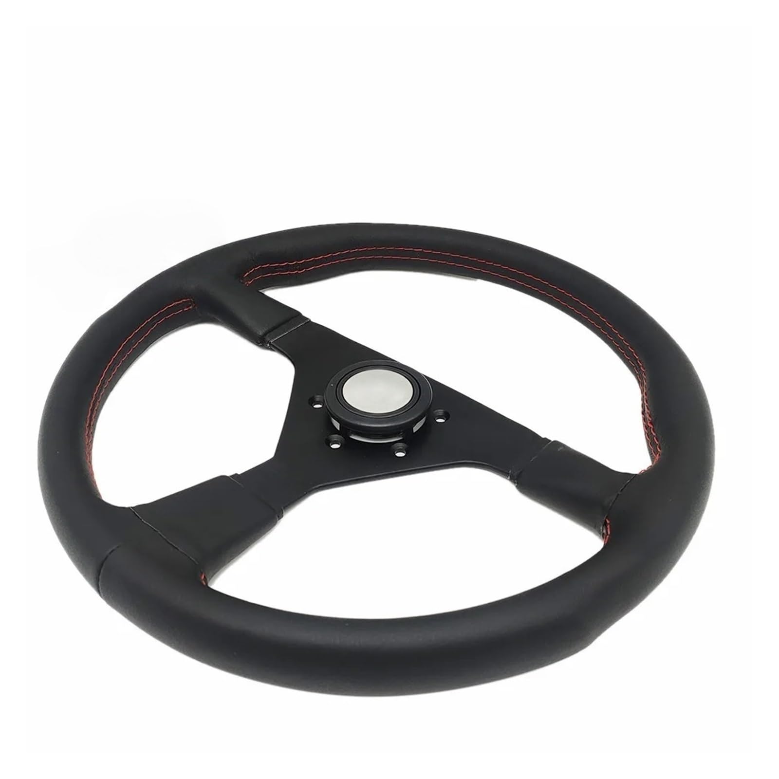 Volant de voiture en cuir noir, 14 pouces, 350mm, Compatible avec V1 Racing Drift Sport, volant plat(Size-2)