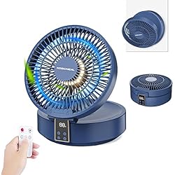 KOSCHEAL Ventilador de Sobremesa,4000mAh Ventilador de Mesa Plegable Silencioso Portatil USB Recargable con luz nocturna,Circulador de Aire 90°Oscilante con 3 Velocidades para Hogar Oficina Viajes