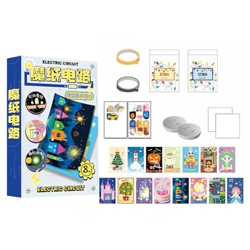 Kit de construcción científica para niños - Proyecto educativo para construir circuitos eléctricos, fabricación de tarjetas de felicitación iluminadas, manualidades, experimento educativo e