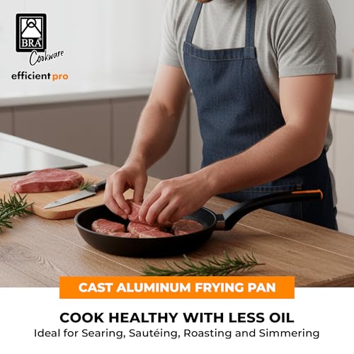 Image of BRA COOKWARE Efficient Pro Nonstick Frying Pan | 10.2 inches Cast Aluminum Skillet | 3-Layer Scratch Resistant Coating Frypan | PFOA Free | All Cooktops Frying Skillet | Heat-Resistant Handle