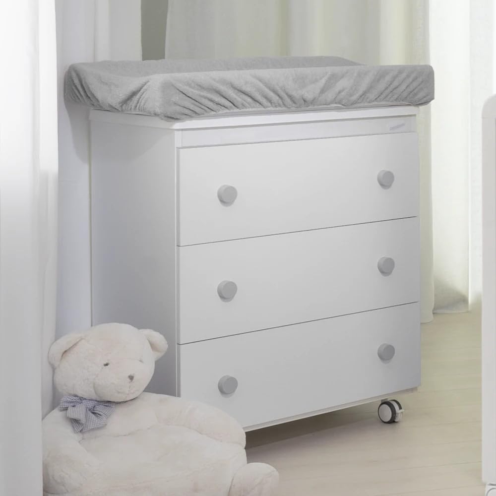 Fasciatoio Cassettiera Salvaspazio 3 Cassettoni Removibili con Vaschetta Bagnetto e Materassino Anticaduta 80x97x44 cm Grigio