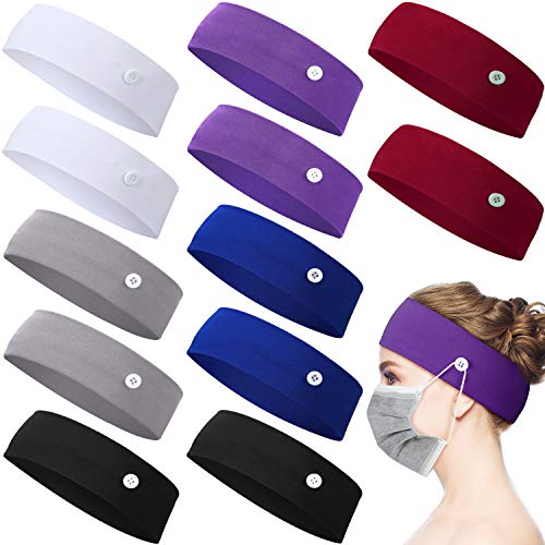 12 Pieces Button Headband Holder Non Slip Nurse Headbands Multicolored Ear Protection Holder for Men Women Ear Protection (Assorted Colors, L)