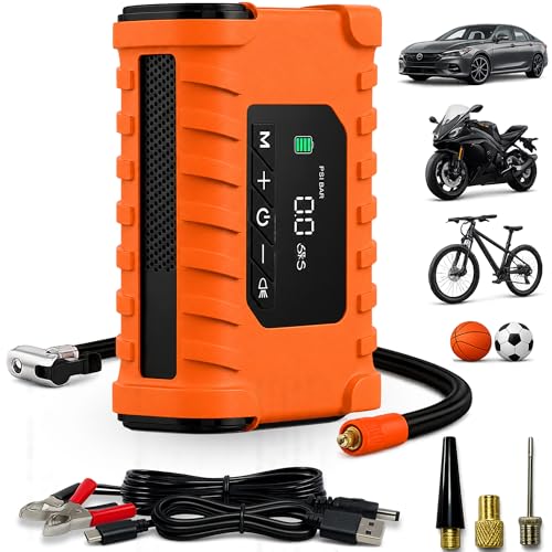 Revv Gear Portable Tire Inflator Air Compress-Cordless Tire Air Pump with 25L/ Min Air Flow-140 PSI Digital Pressure Gauge & Auto Shut-Off for Car, Motorcycle, Bike Tires & Balls