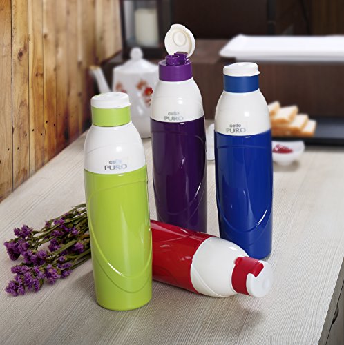 Image of Cello Plastic Puro Classic Insulated Water Bottle (900ml, Assorted) - Set of 4