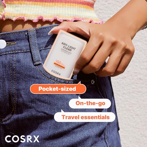 Image of COSRX Airy-Light Clear Sunscreen Stick with Vitamin E&C SPF 50, 0.67 oz, 19g, Korean Suncreen Stick Suncare Sunblock, Lightweight, No White Cast, Water resistant, Oil Control Matte Sunscreen for Face
