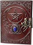 Le Cuir Celtic Star Lapiz Stone Nieten Leder Journal, Skizzenbuch Zeichnen Scrapbook Schreiben Notizbuch, unliniert, Rotbraun, 17,8 x 12,7 cm