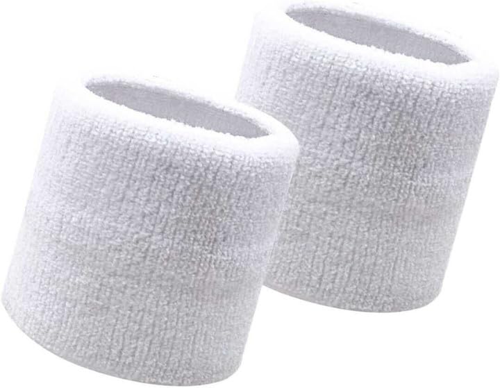Sports Wristbands, White, Terry Cloth, Sweatbands for Athletic Activities, 2 Pack-image-16